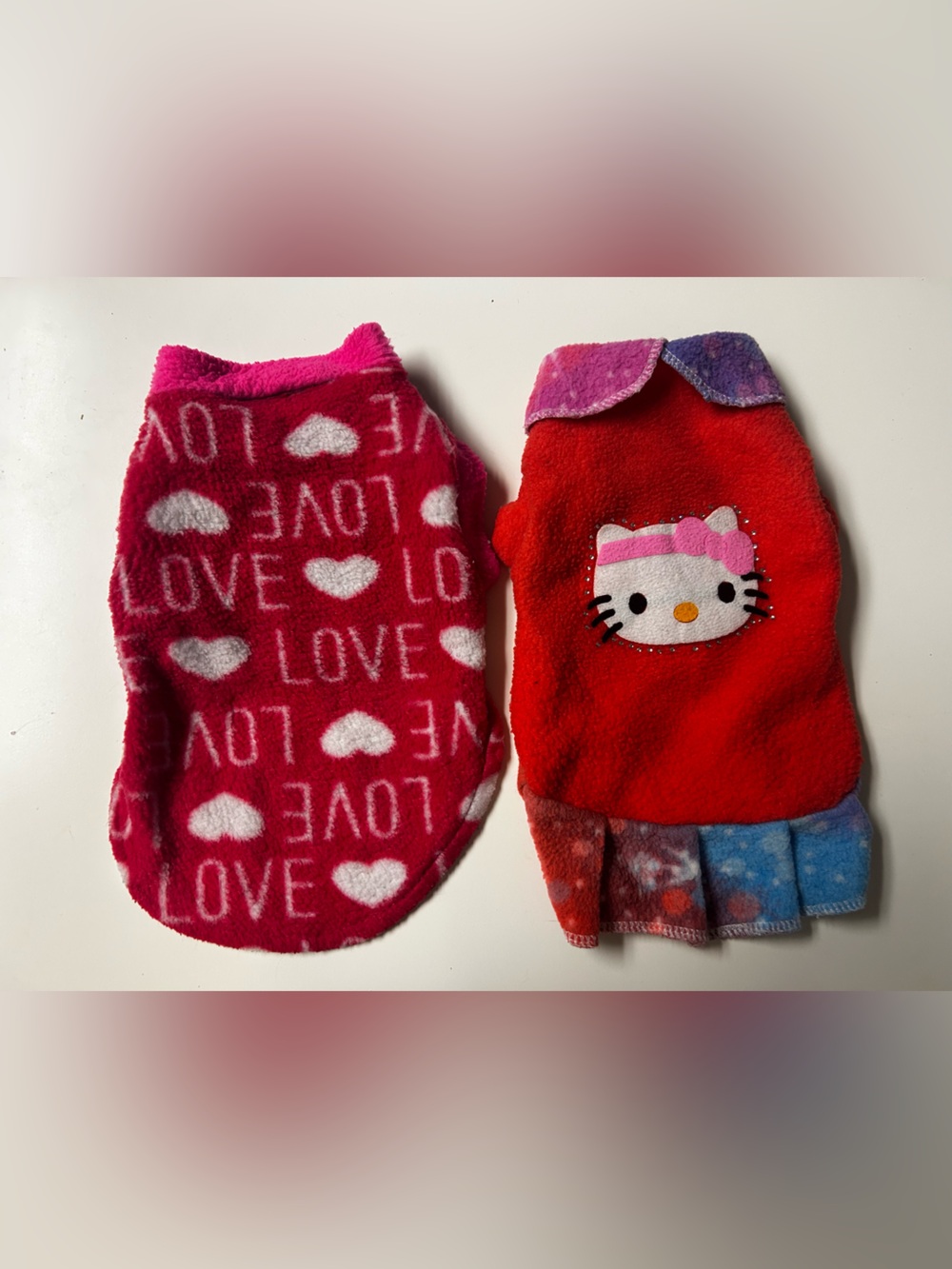 2 units Dog Or Cat Cute Clothes Size 0 Small Hello Kitty and Love Design T-Shirt